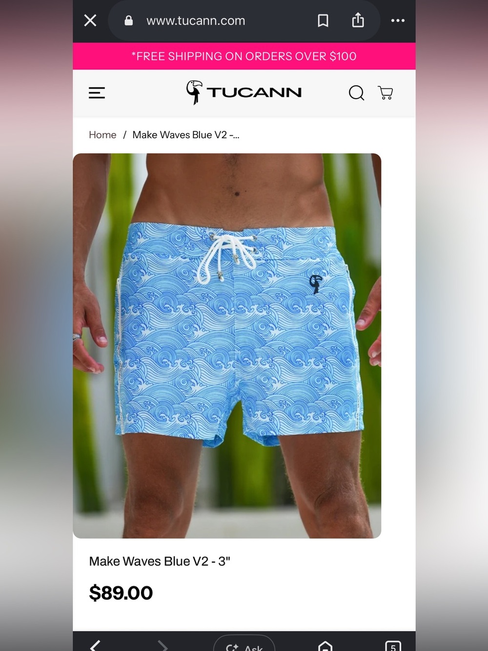 Tucann Make Waves Blue Men's Swim Trunks